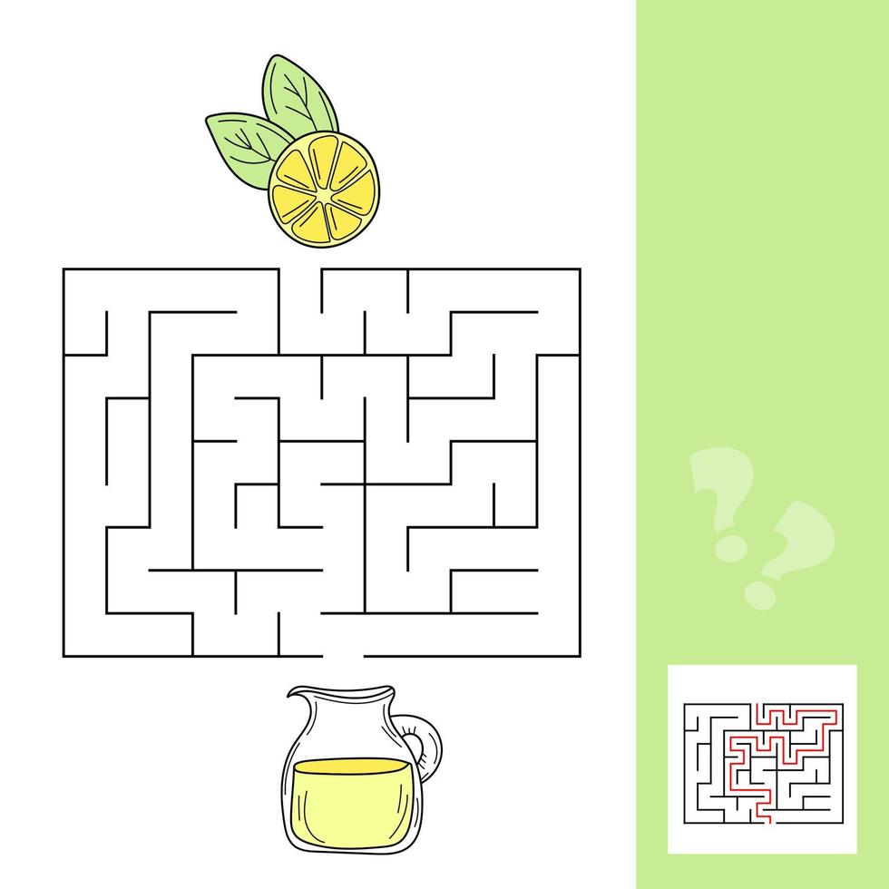 Lemon and lemonade maze game for kids. Labyrinth. Vector illustration