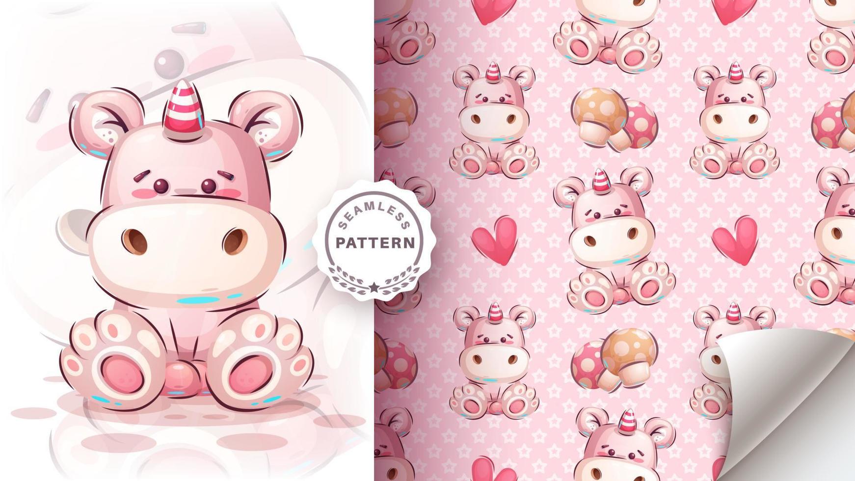 Cartoon character animal unicorn - seamless pattern vector