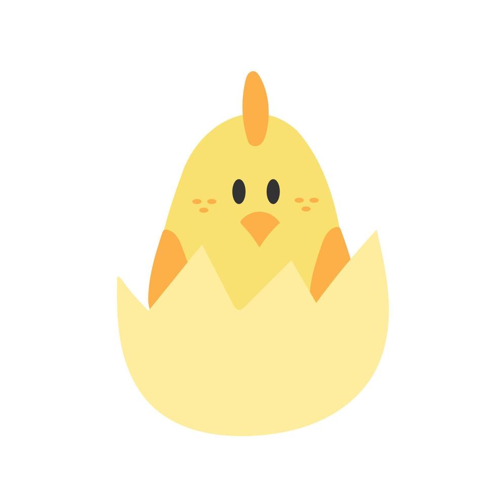 Cute cartoon chicken. Funny yellow chicken in hand drawn simple style, vector