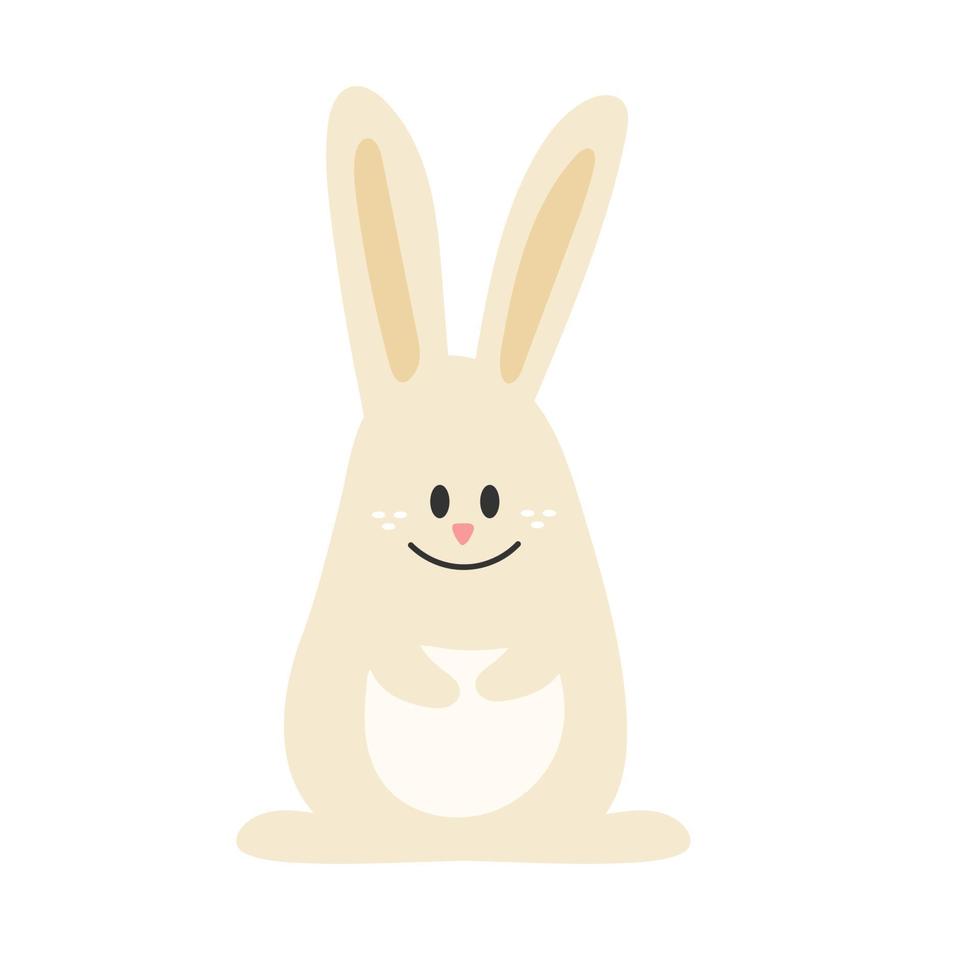 Cute hare isolated on white background. Funny bunny drawn by hand. vector