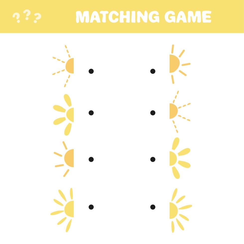 Puzzle game for kids. Activity page. Connect the parts of the picture - sun vector