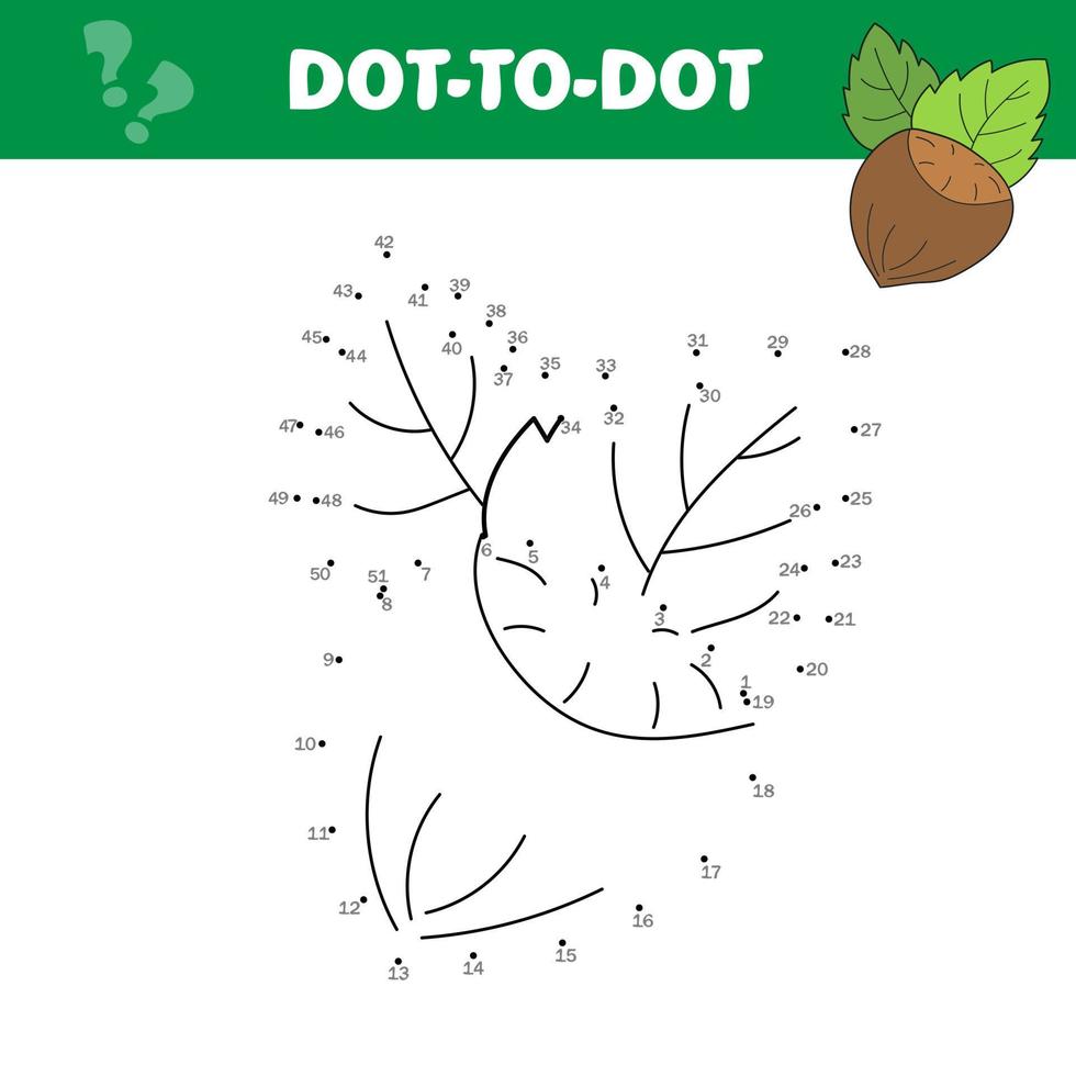 Numbers game, education dot to dot game for children, Hazelnut vector