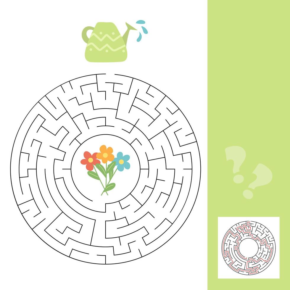 A puzzle game for kids. Go through the maze, watering can and flowers vector