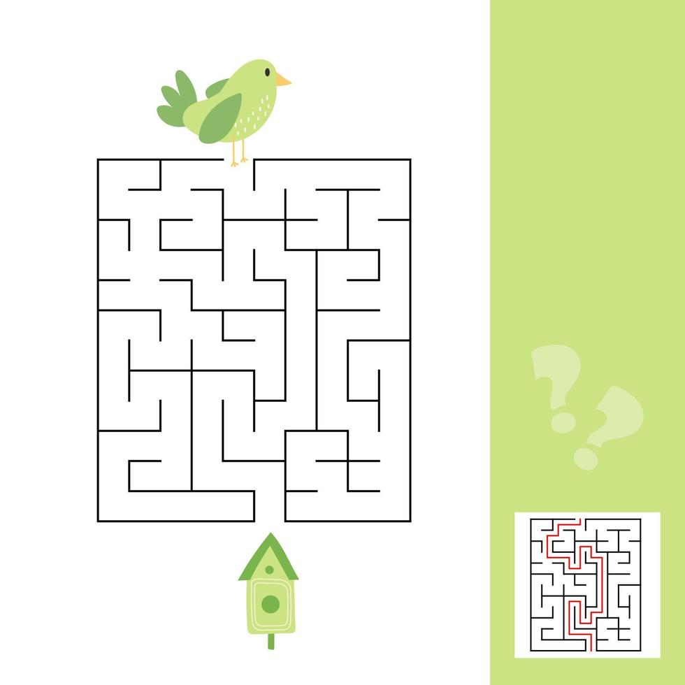 Maze game. Cartoon bird and birdhouse. Kids educational page vector