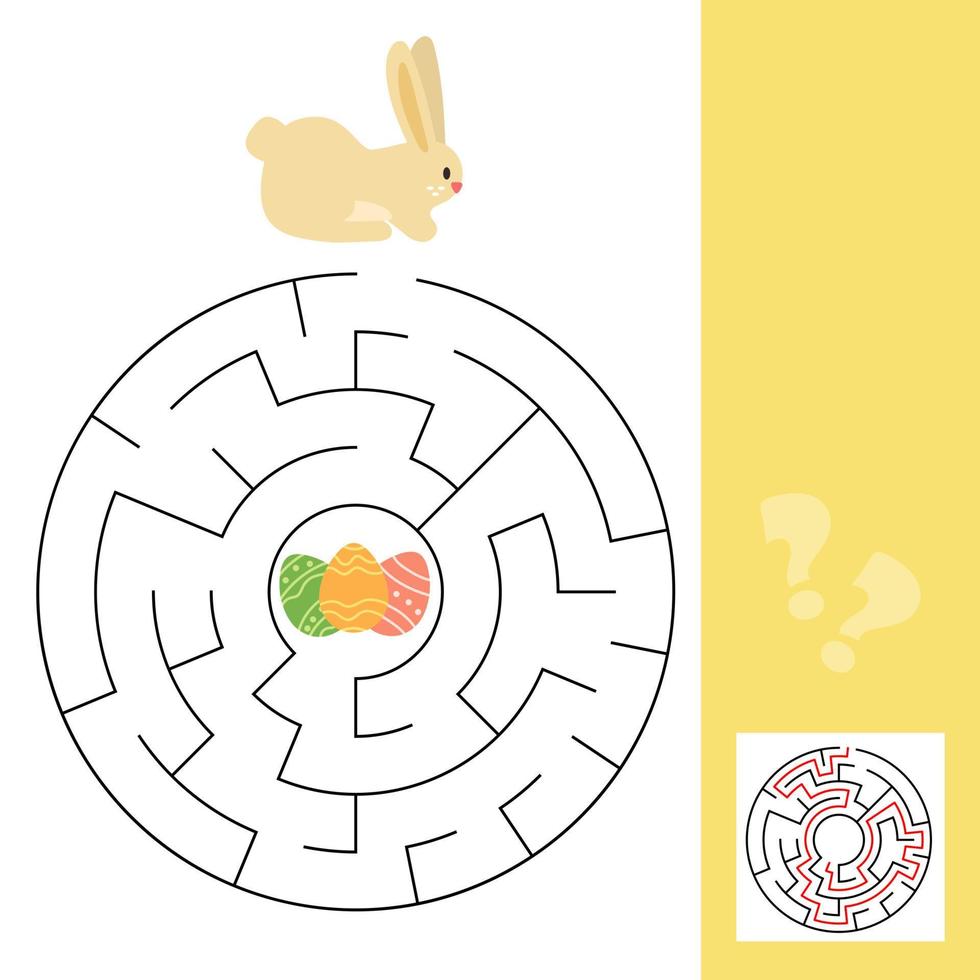 Help little bunny find path to Easter egg. Labyrinth. Maze game for kid vector