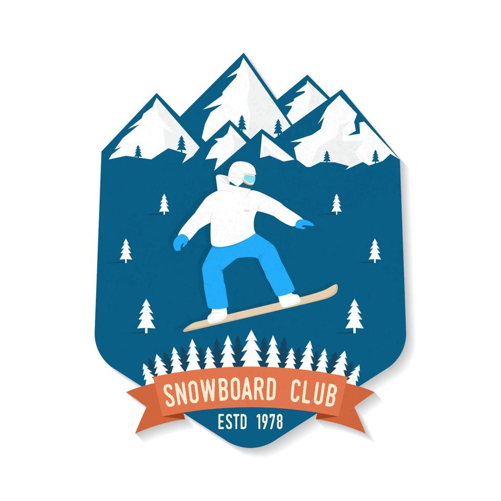 Snowboard Club patch. Vector. Concept for shirt, print, stamp, patch or ...