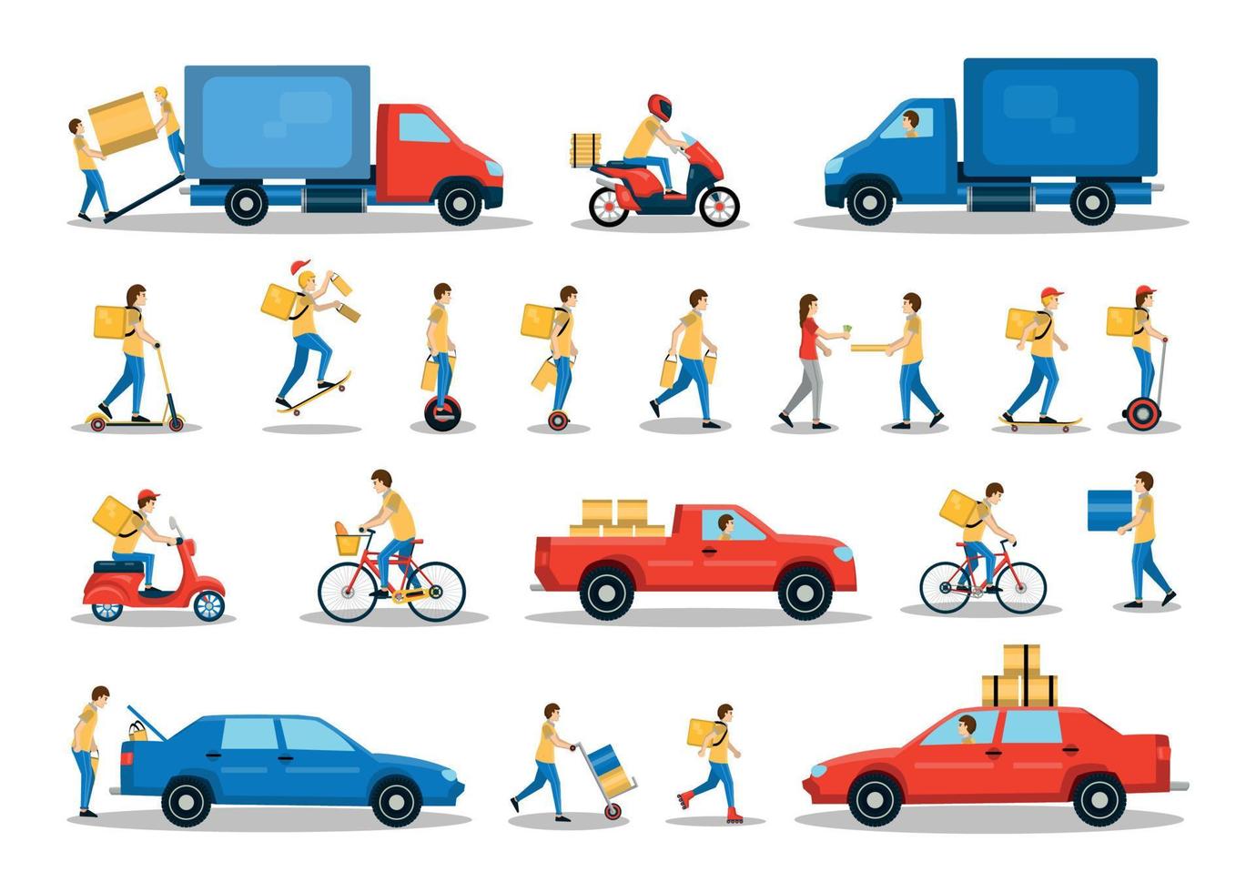 Set of Illustrations with Delivery Man vector