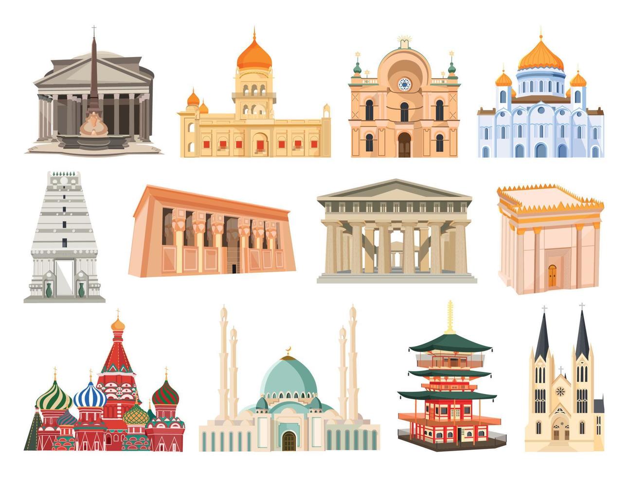 Set of Architectural Religious Buildings vector