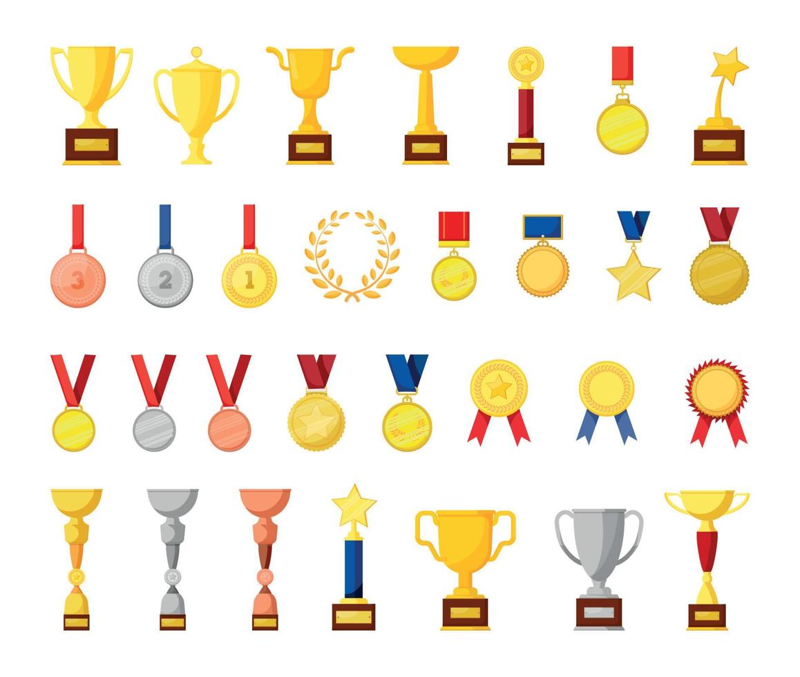 colección de copas y medallas vector