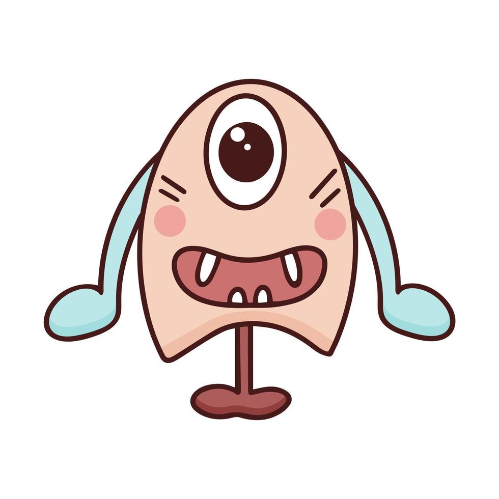 Funny monster cyclops doodle style isolated vector