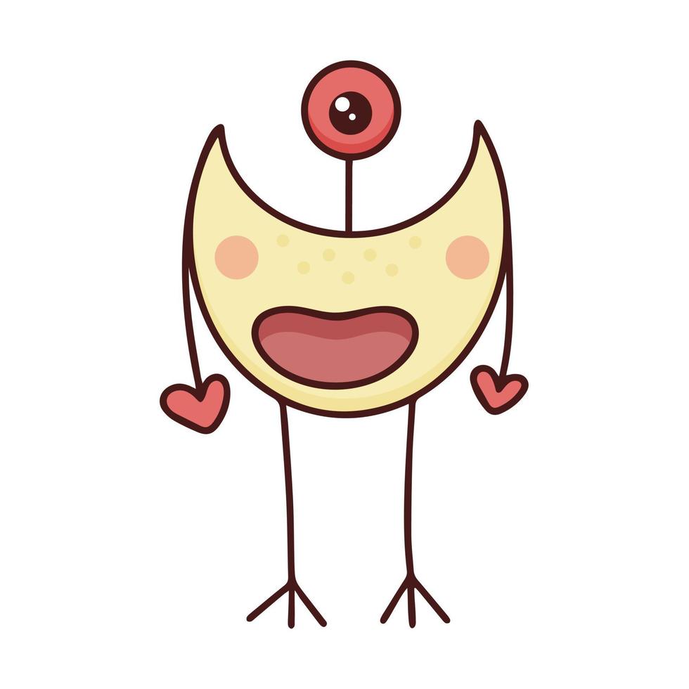 Cute monster moon with one eye vector