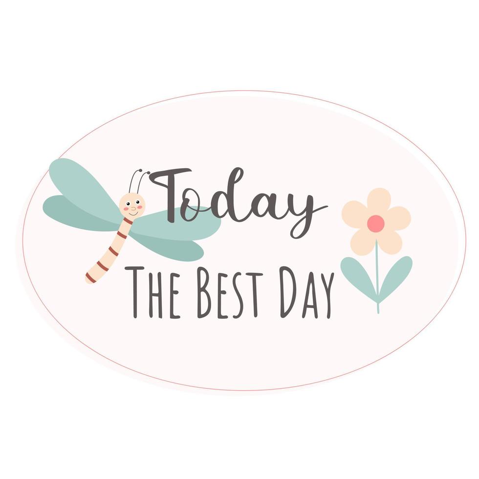 Baby card with dragonfly, flower and tag vector