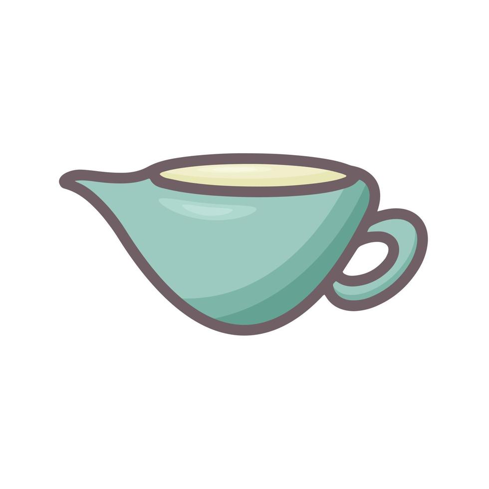 Ceramic gravy boat isolated vector illustration