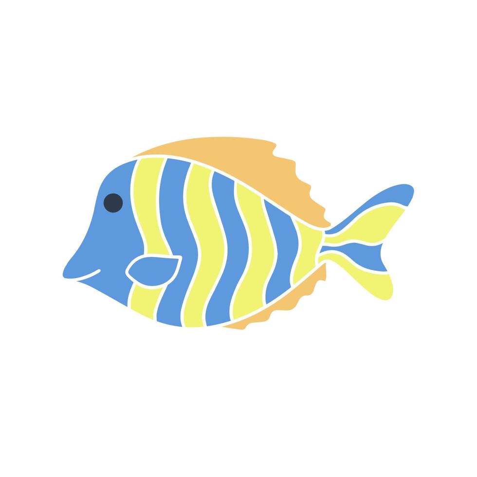 Cute striped fish baby character isolated vector illustration