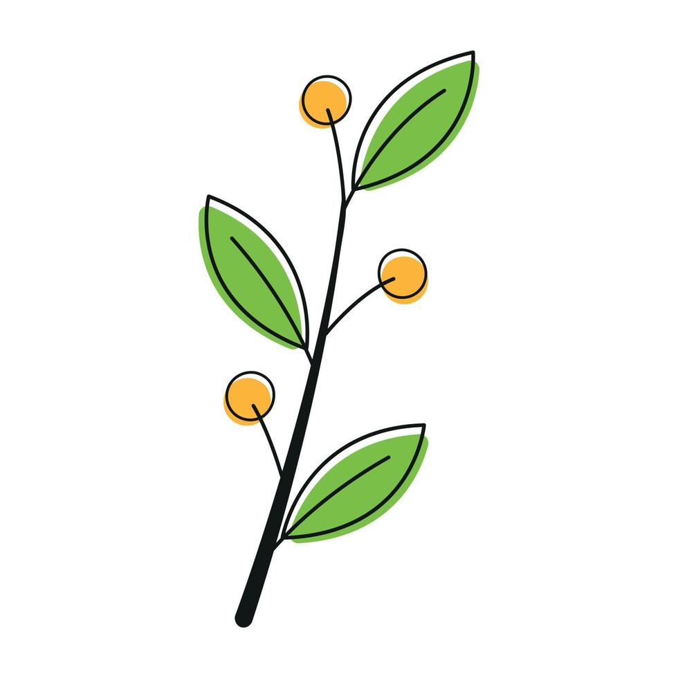 vector de imágenes prediseñadas de icono de plantas animadas para elementos de decoración en imagen de fondo blanco