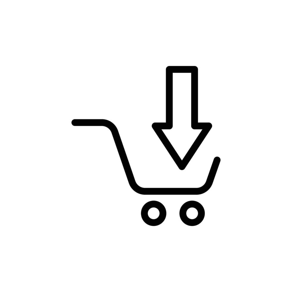 vector de icono de carrito de compras con descarga. compras en línea, comprar en línea, tienda en línea. estilo de icono de línea. ilustración de diseño simple editable