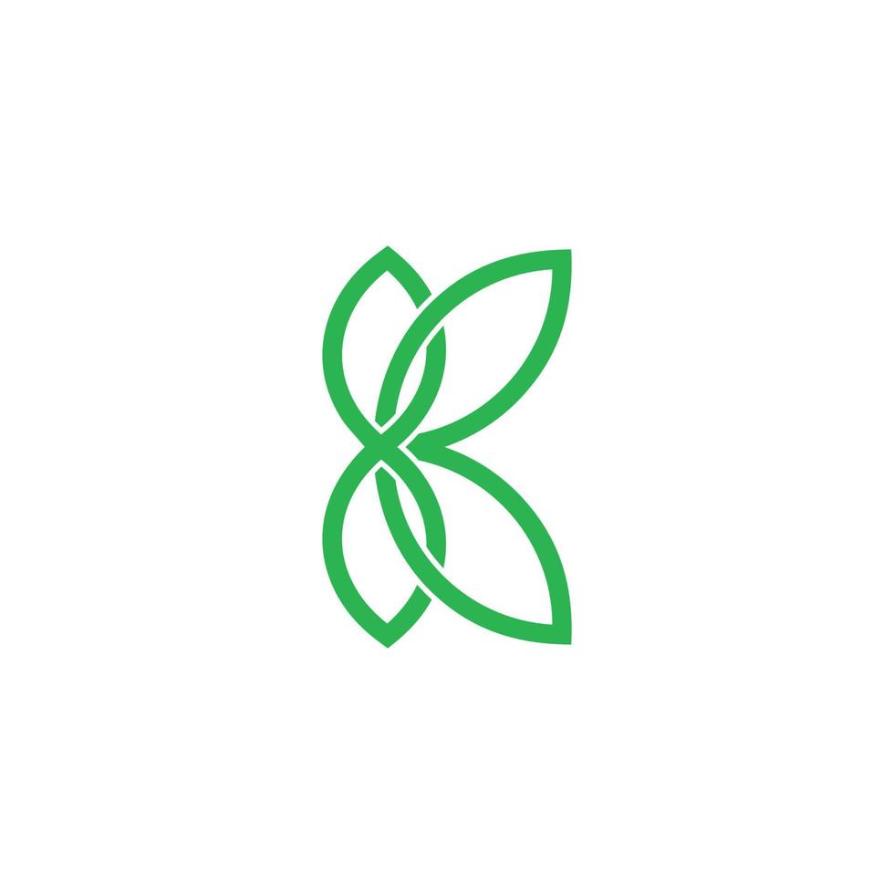 vector de logotipo de línea de superposición plana de hoja verde de letra abstracta k