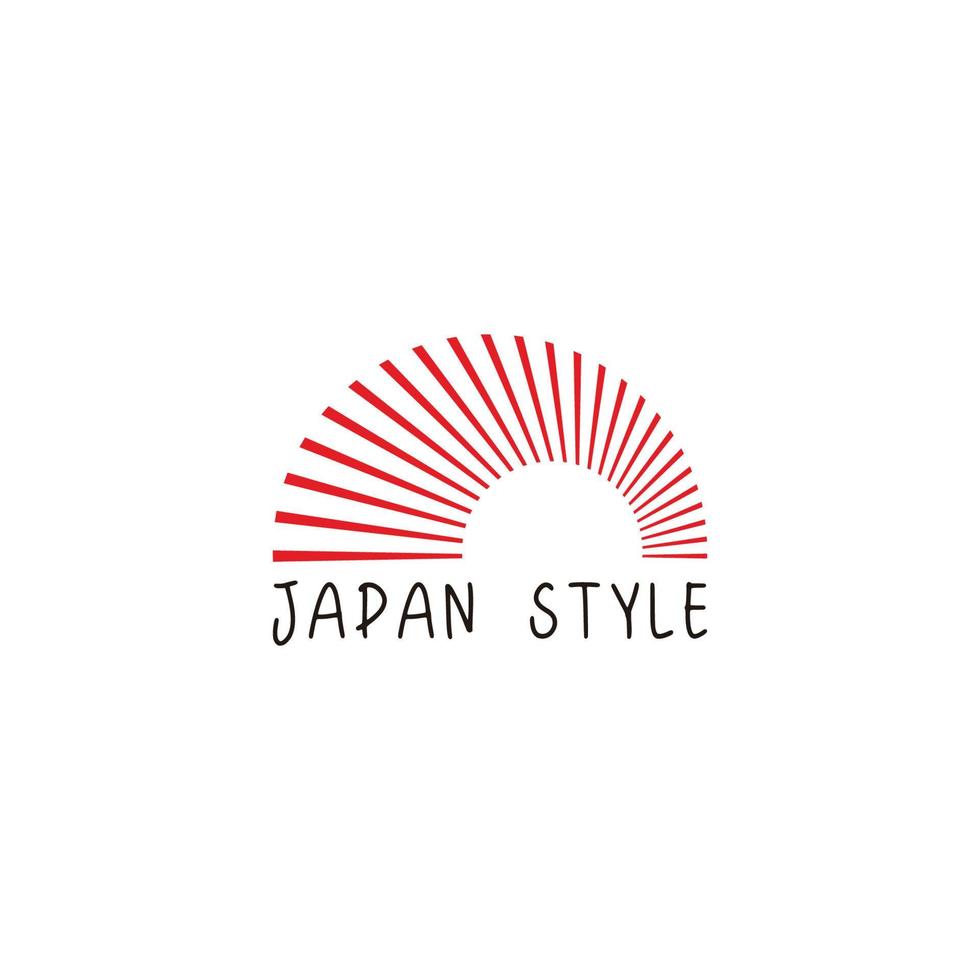 sun shine red japan style motion logo vector