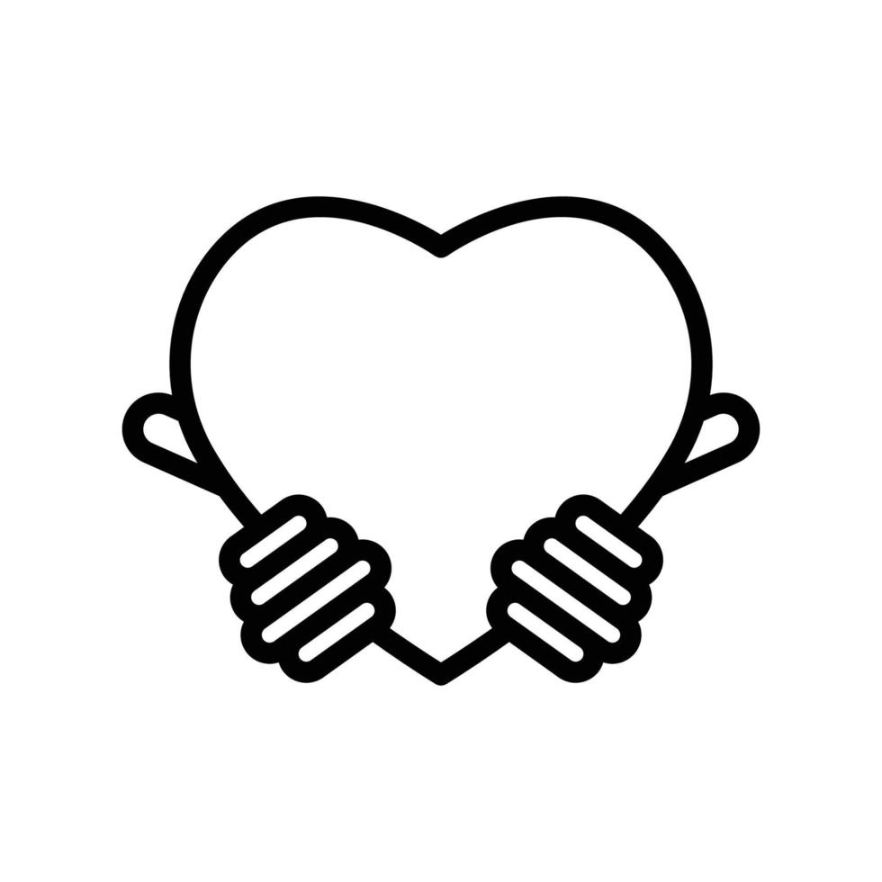 vector de icono de corazón con la mano. ilustración manos sosteniendo corazón, amor. estilo de icono de línea. ilustración de diseño simple editable