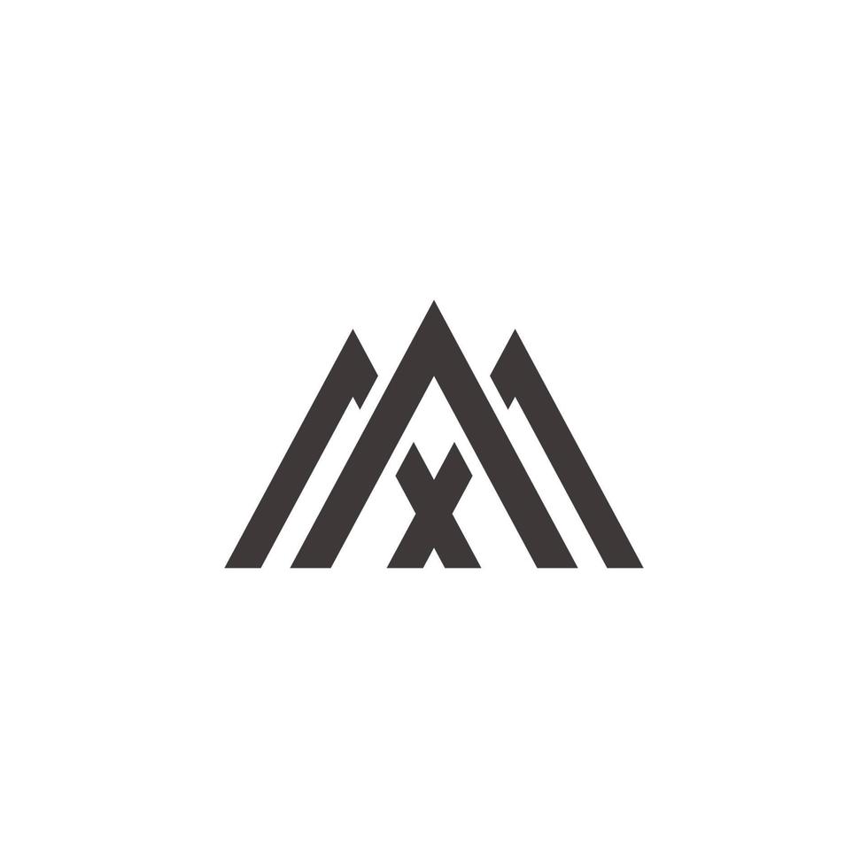 abstract letter mx triangle mountain line logo vector