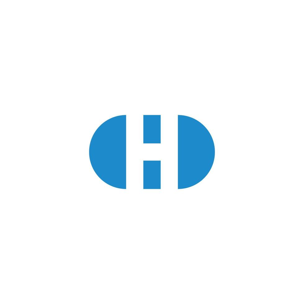 letter h capsule negative space geometric logo vector