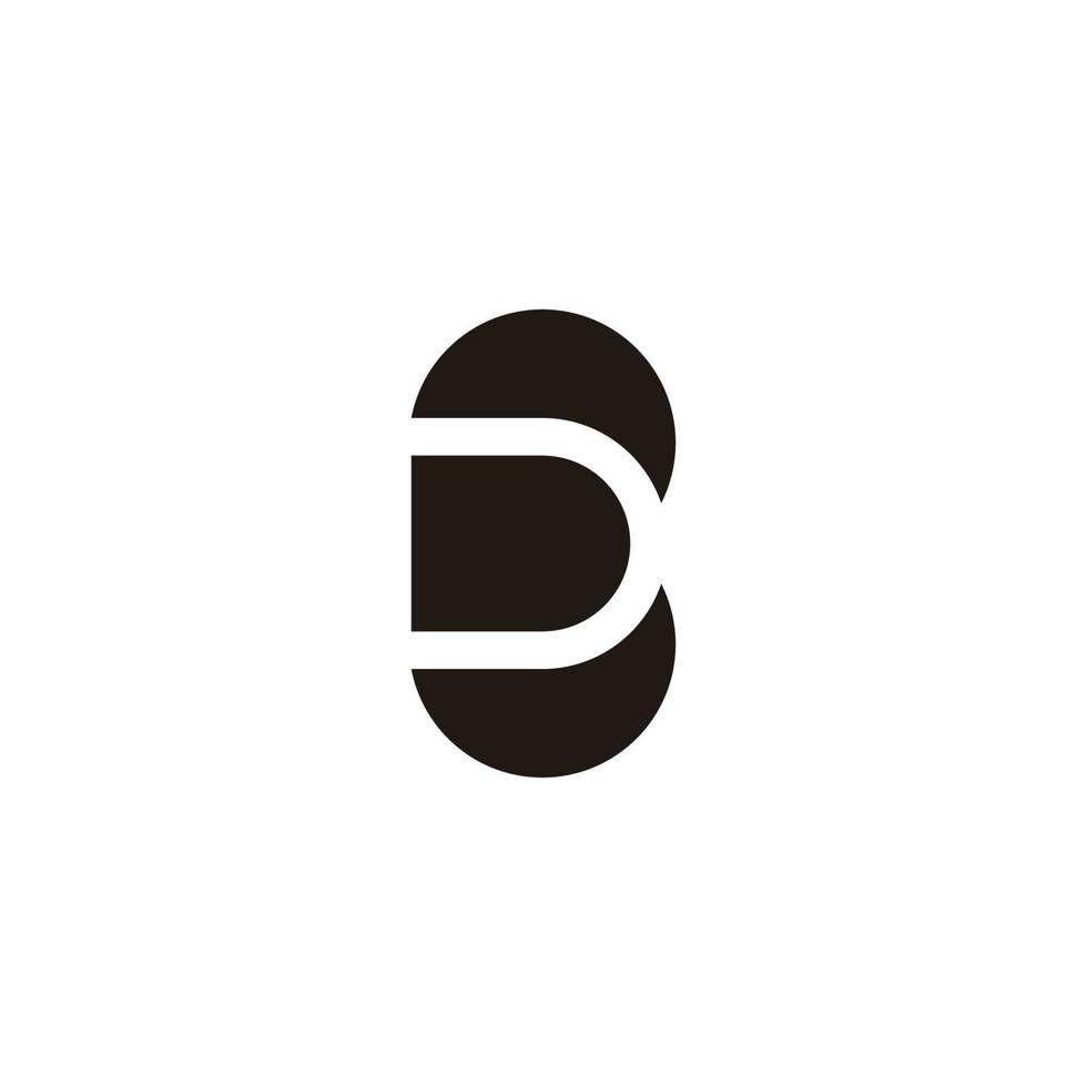 abstract letter d c negative space geometric logo vector
