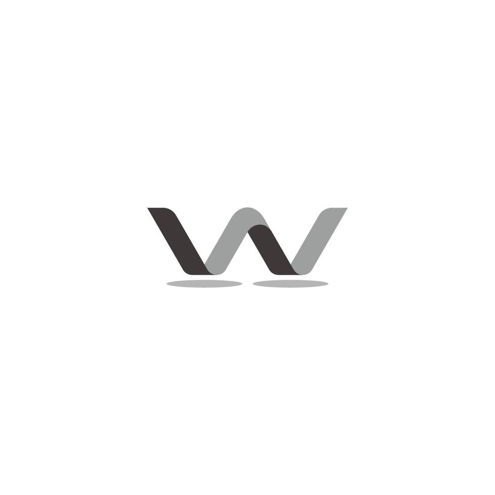 letter w simple 3d curve ribbon logo vector