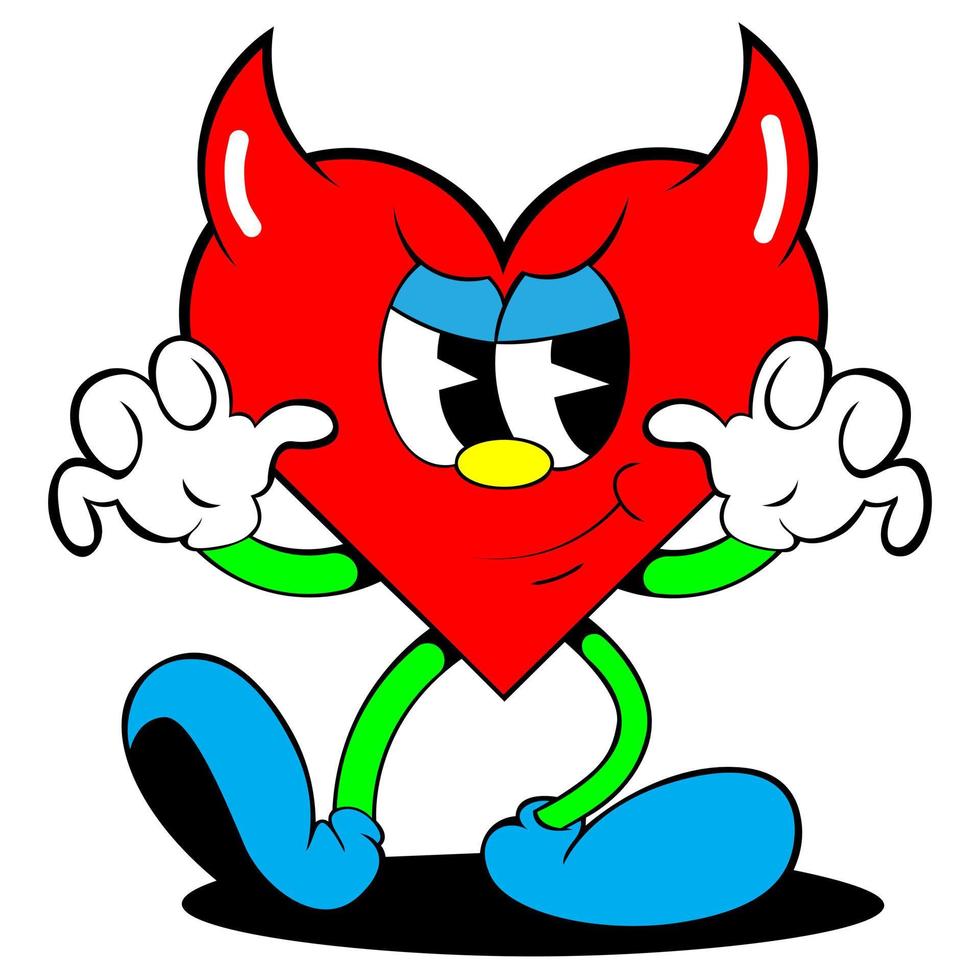 red heart shaped cartoon character vector illustration on white background