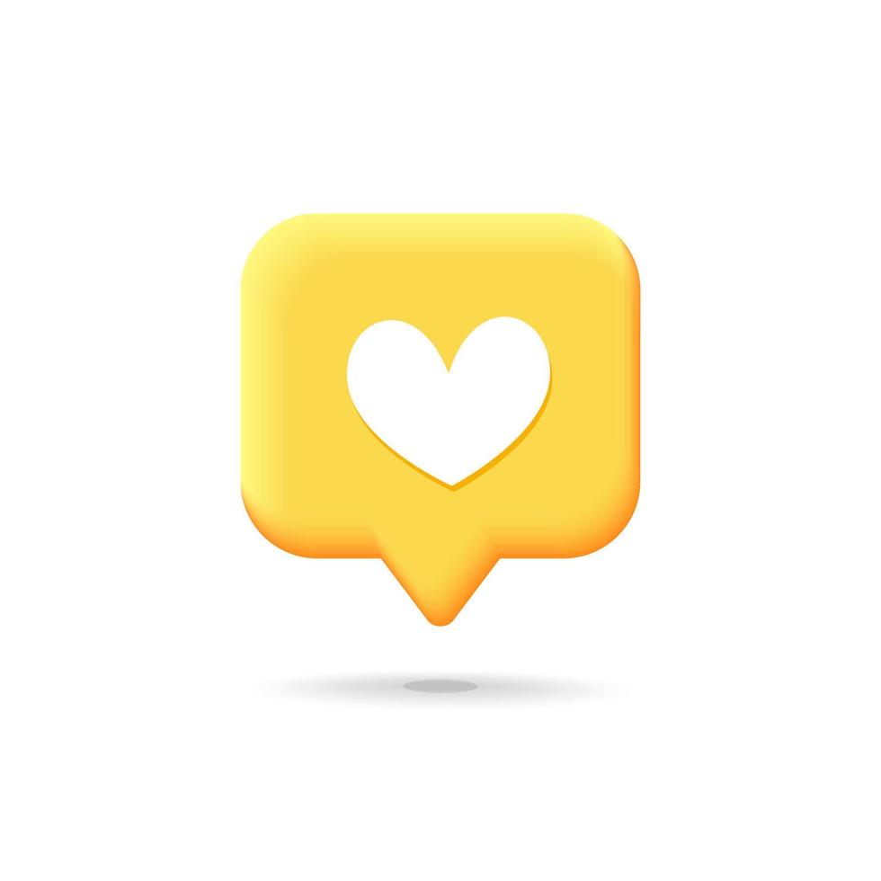 Vector 3d Social media like heart symbol icon concept
