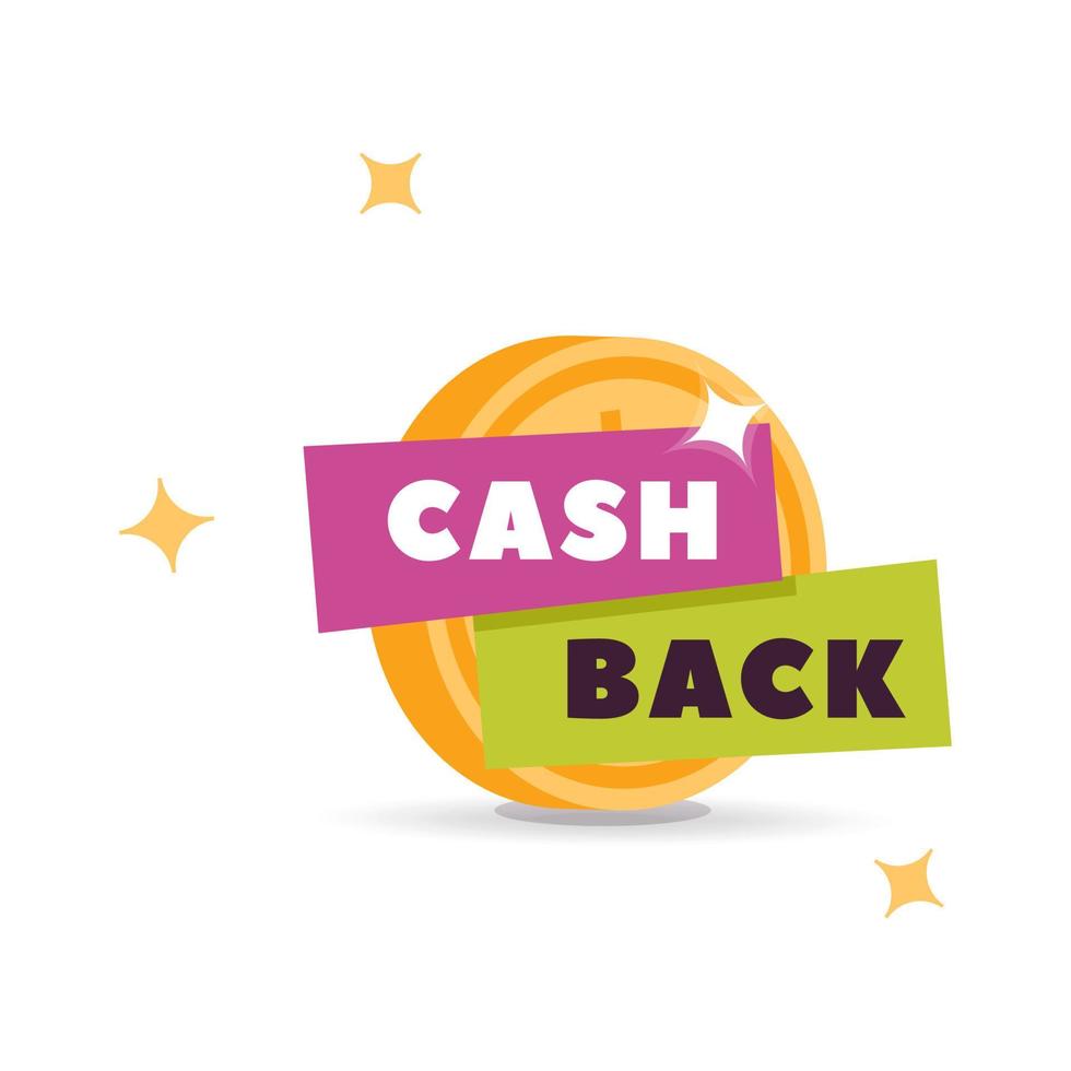 Vector Cash back text with gold coin banner