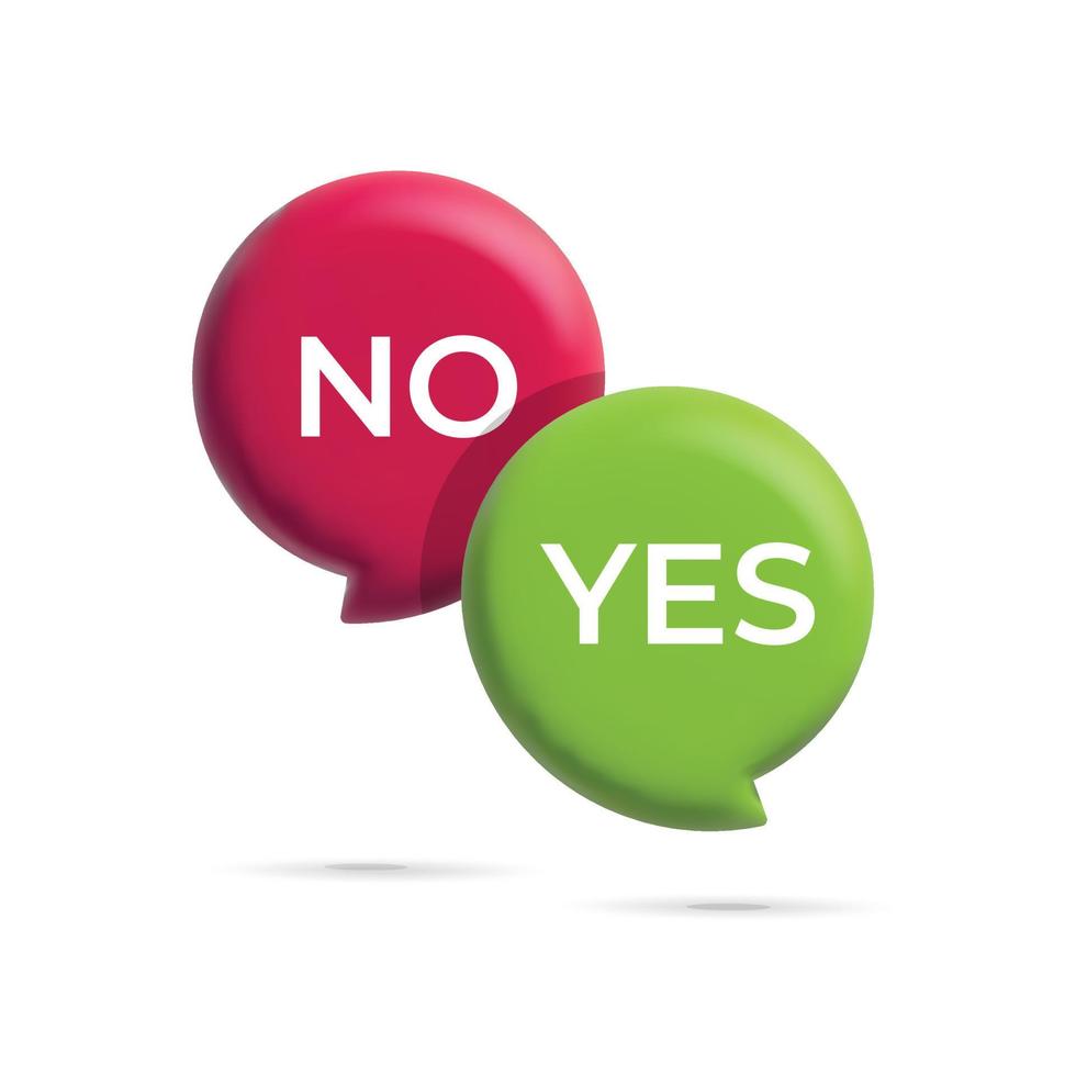 Vector 3d render yes and no speech bubble icon