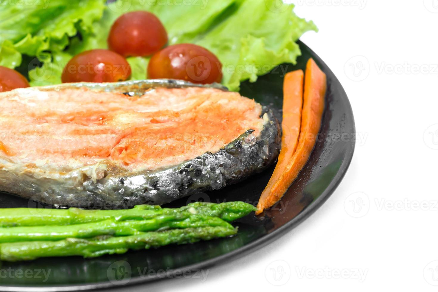 crispy grilled salmon steak photo