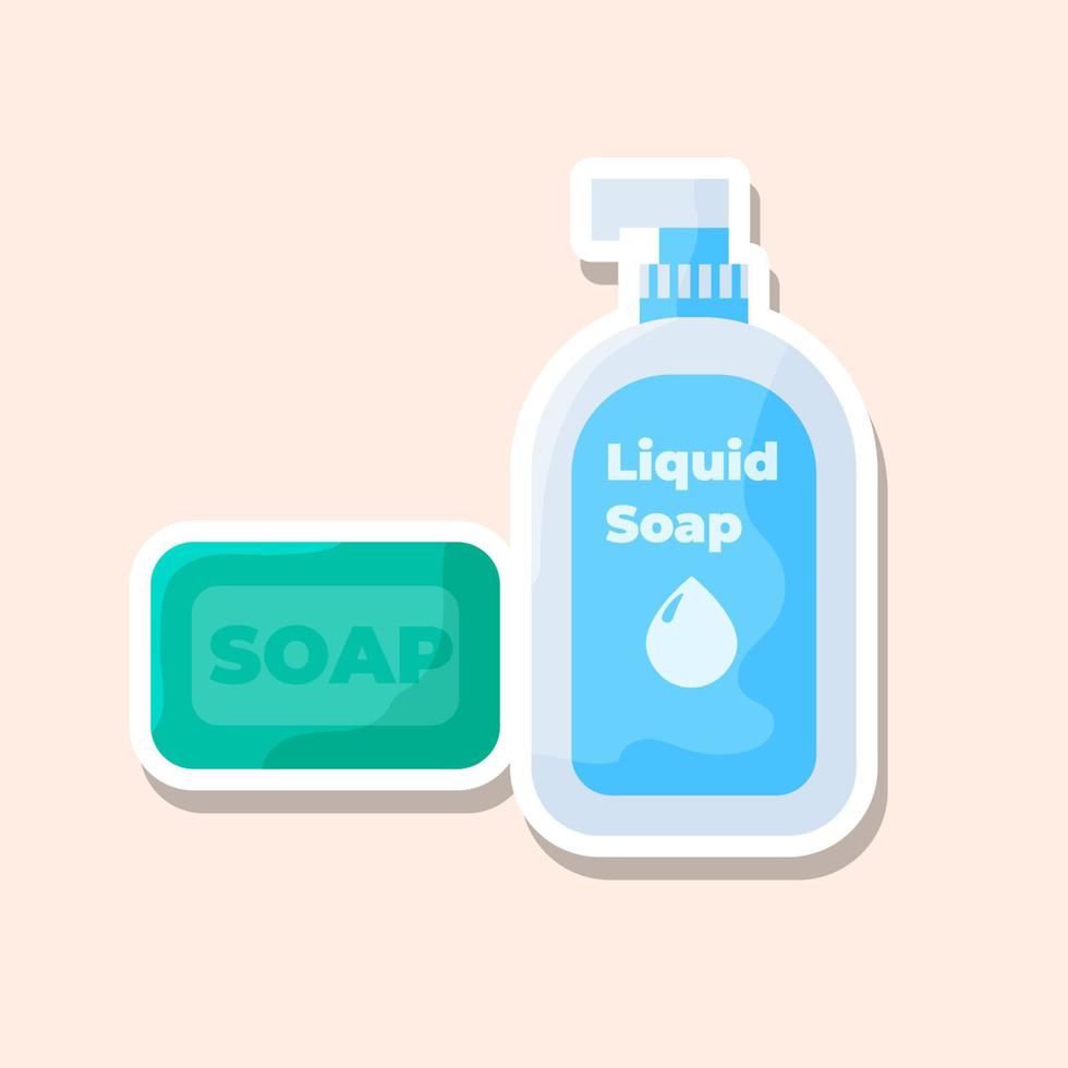 Bar soap and Liquid soap sticker illustration vector