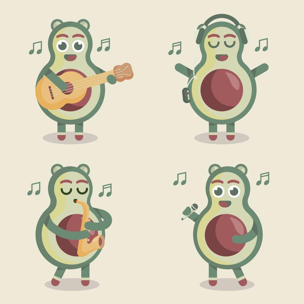 Cute Avocado Character set vector