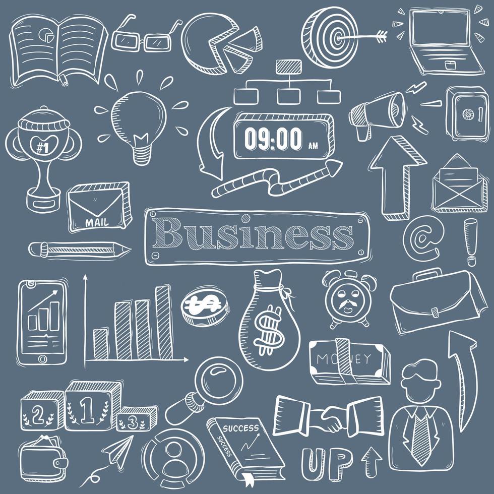 Business line art doodle set bundle vector