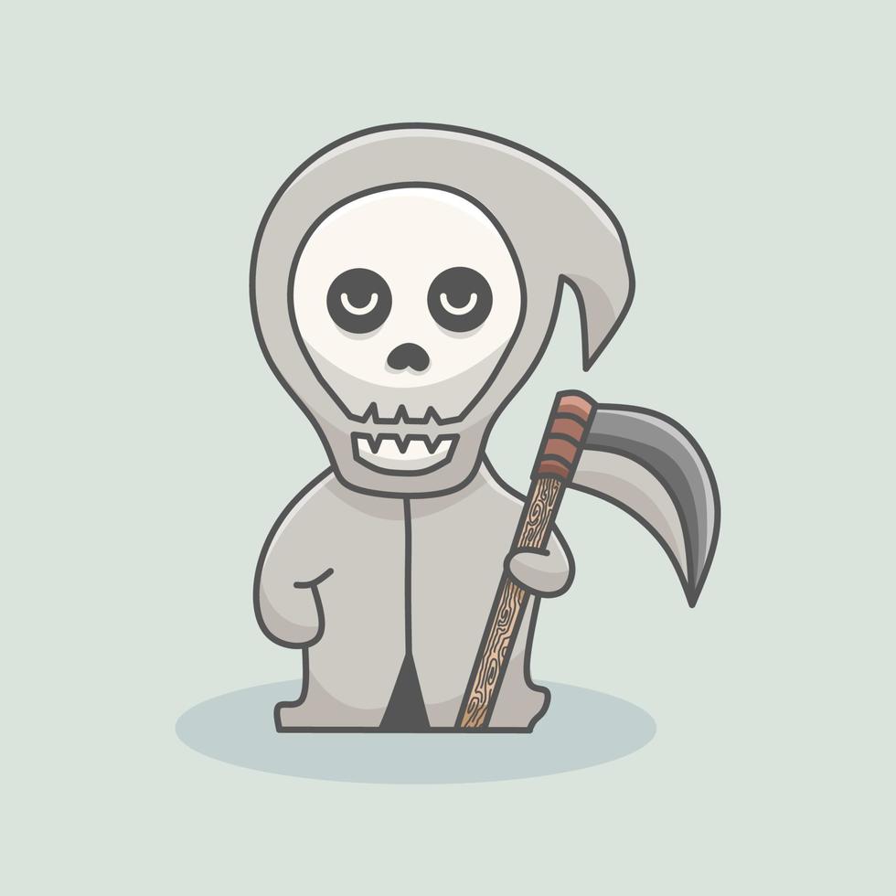 Cute reaper with scythe illustration vector