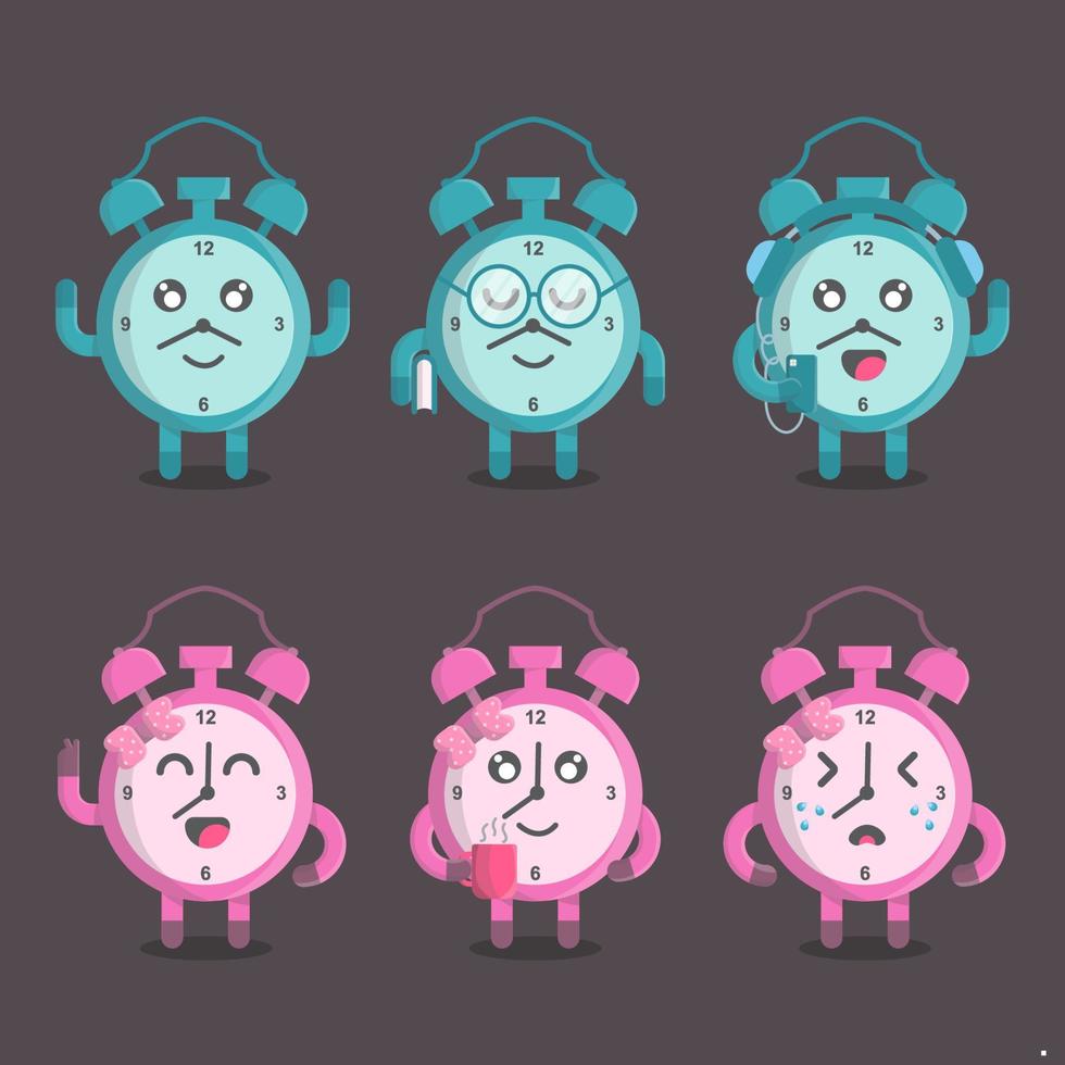 Boy and Girl alarm clock character vector