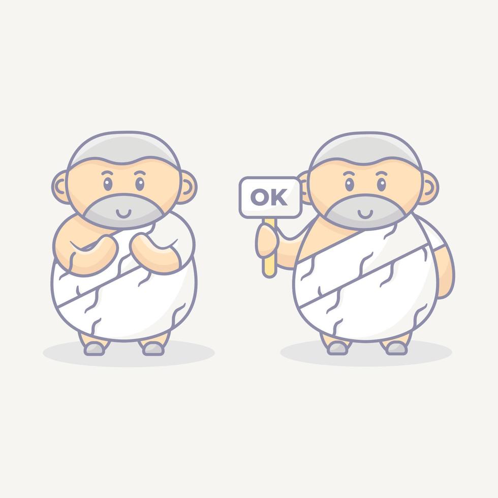 Cute Oldman Hajj Character vector