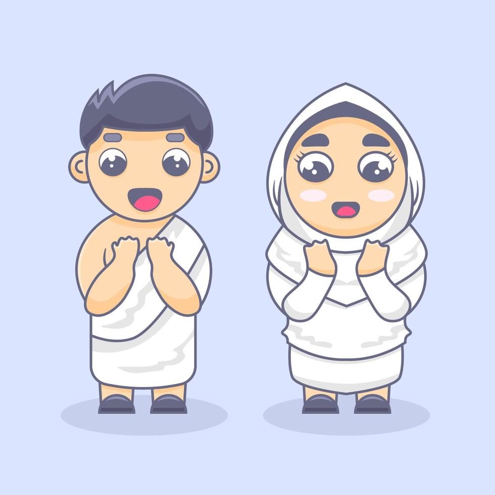 hajj people character with pray vector