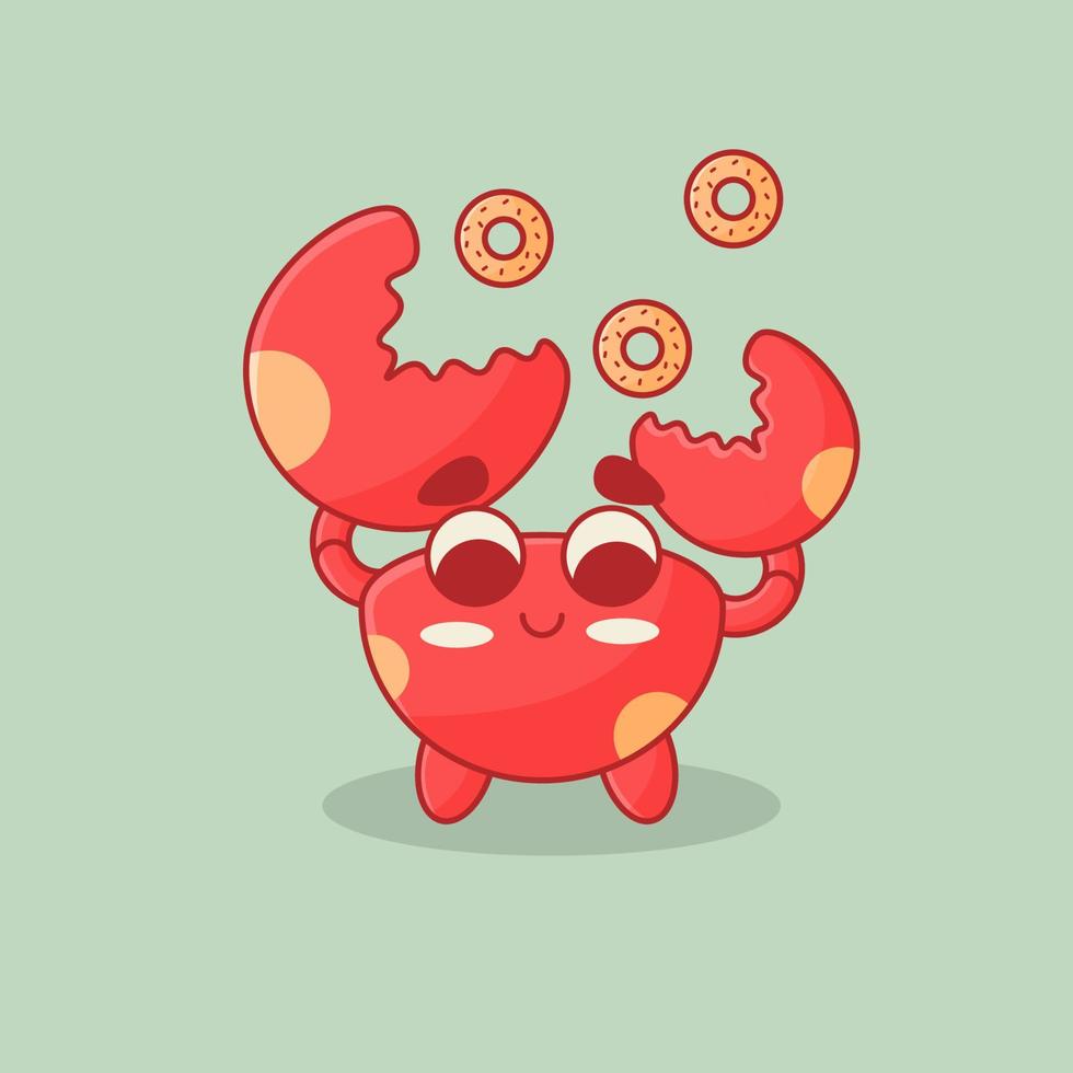 Cute Crab with Doughnut vector