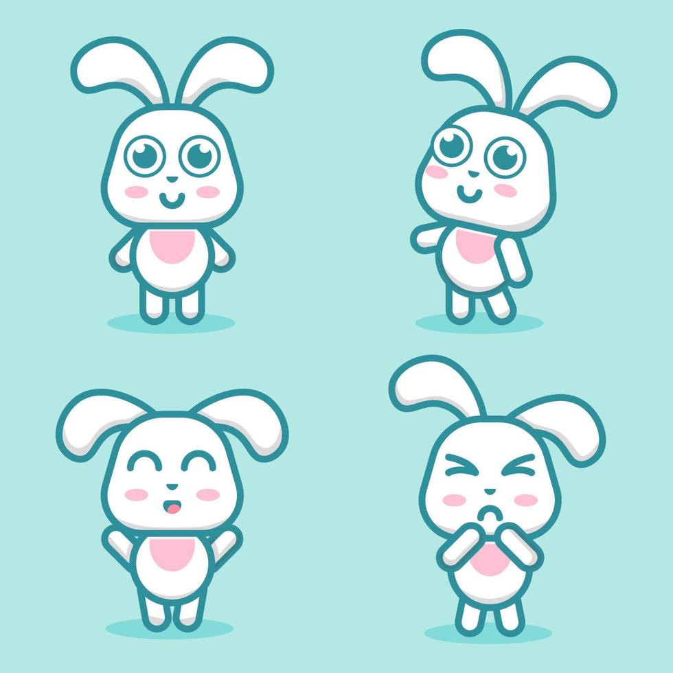 Cute Rabbit character pose vector