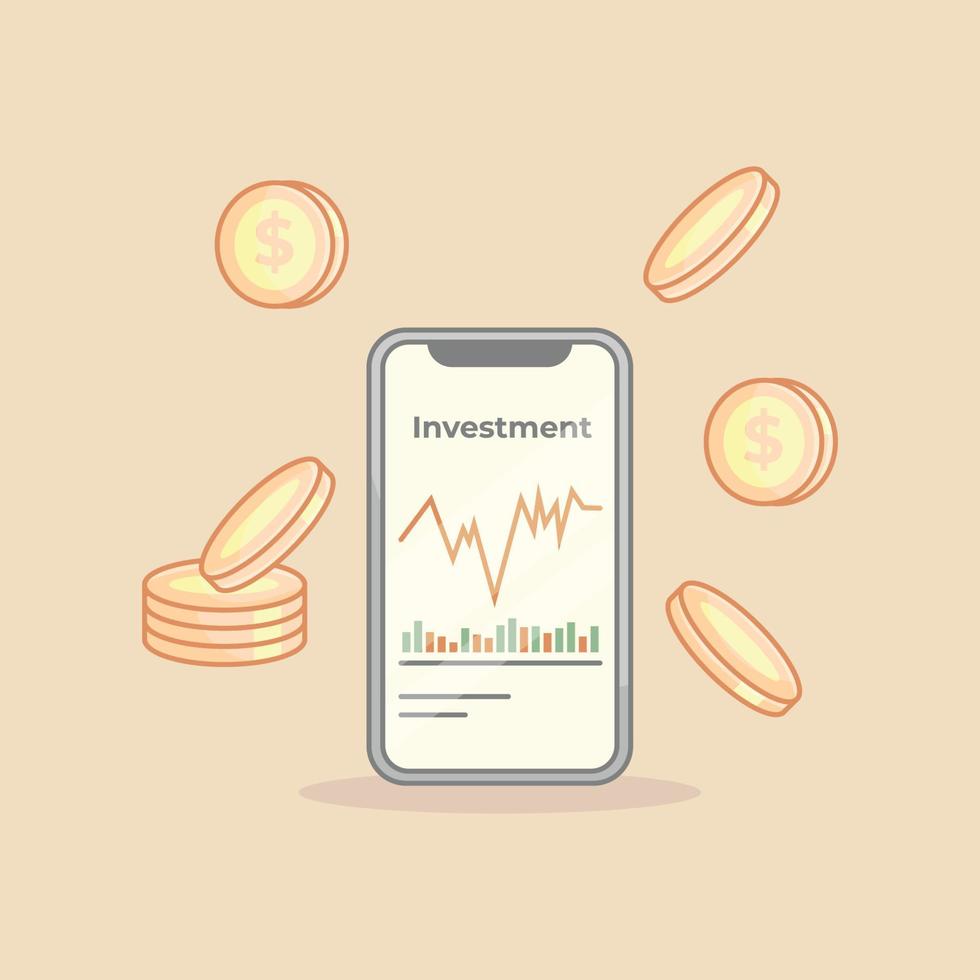 Mobile Application for investment money illustration vector