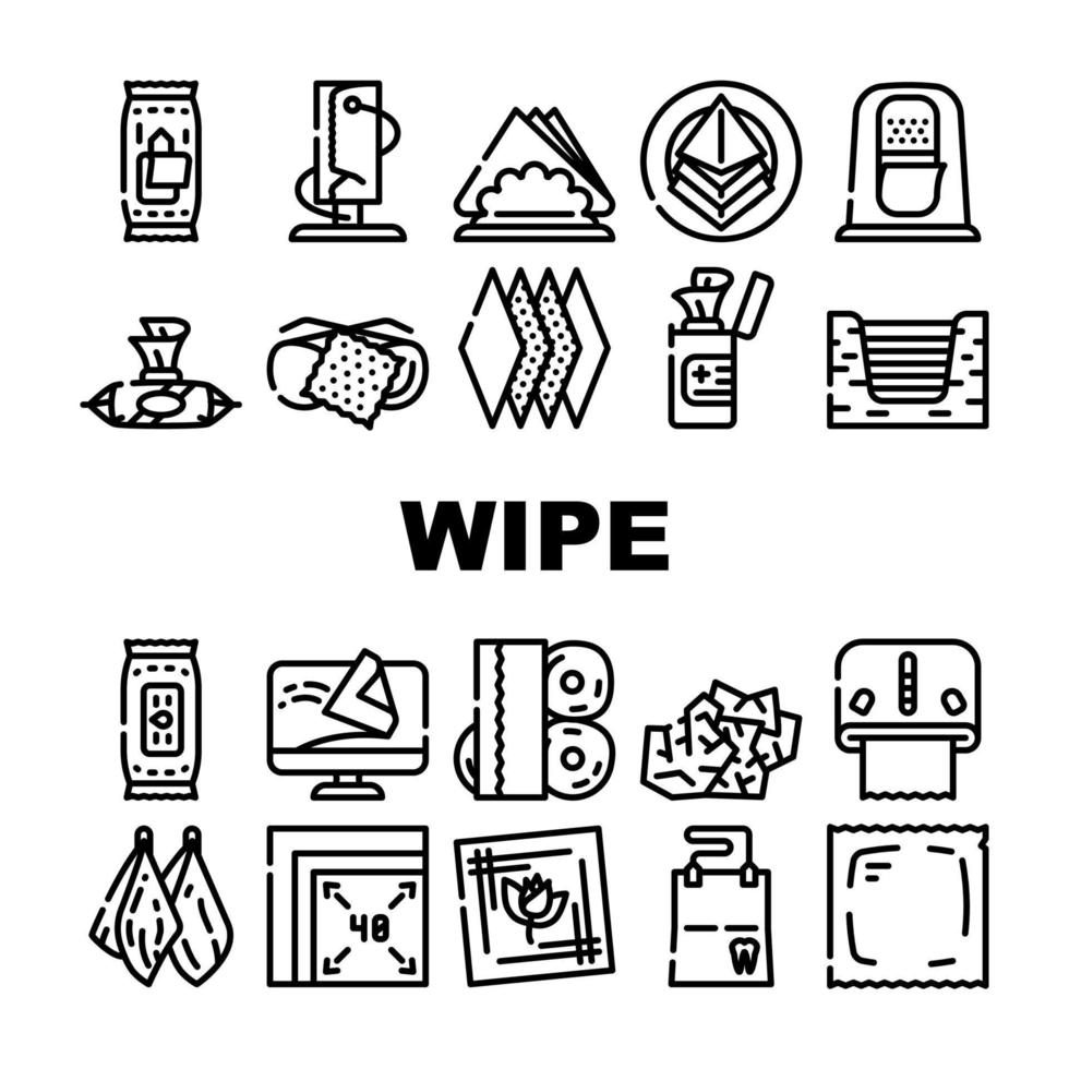 Wipe Hygiene Accessory Collection Icons Set Vector