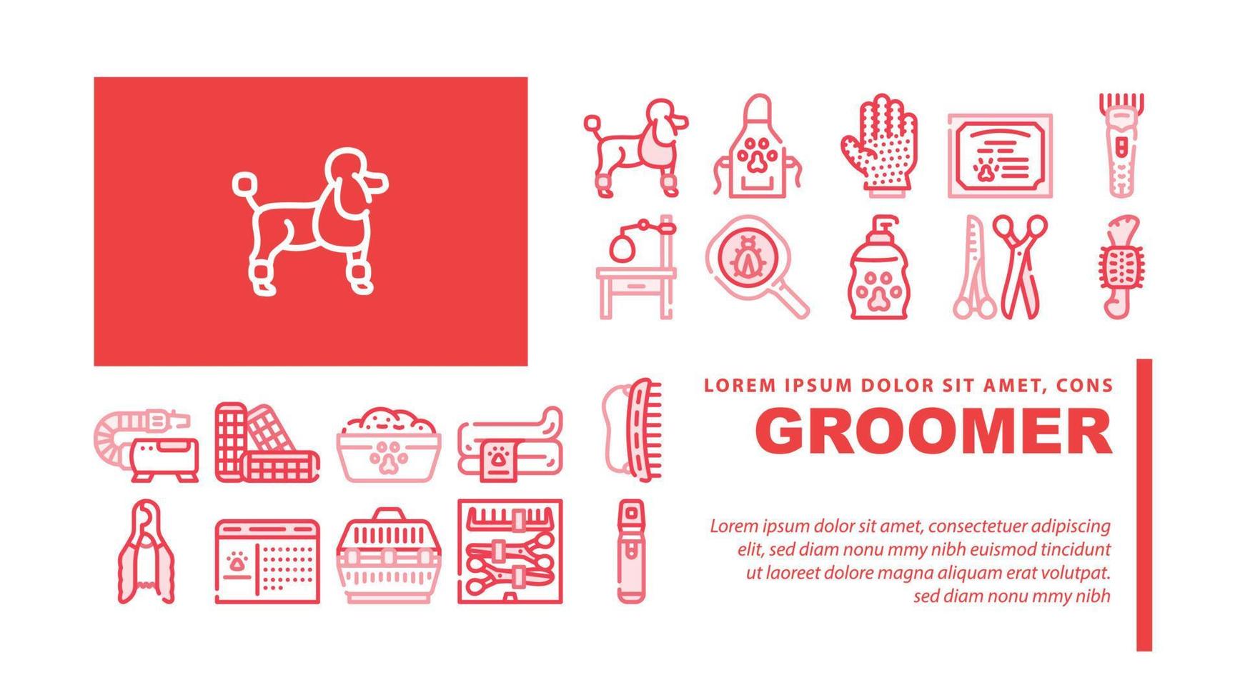 Groomer Pet Service Landing Header Vector