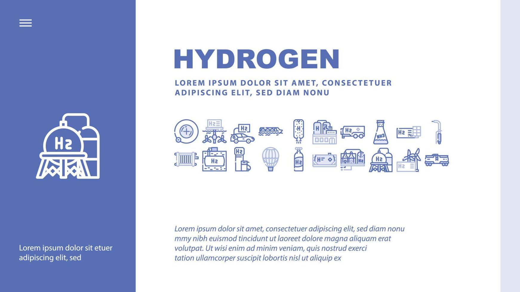 vector de cabecera de aterrizaje de gas de energía de hidrógeno