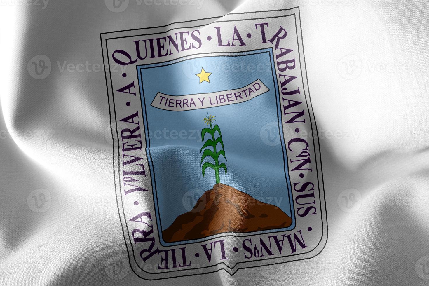 3D illustration flag of Morelos is a region of Mexico photo
