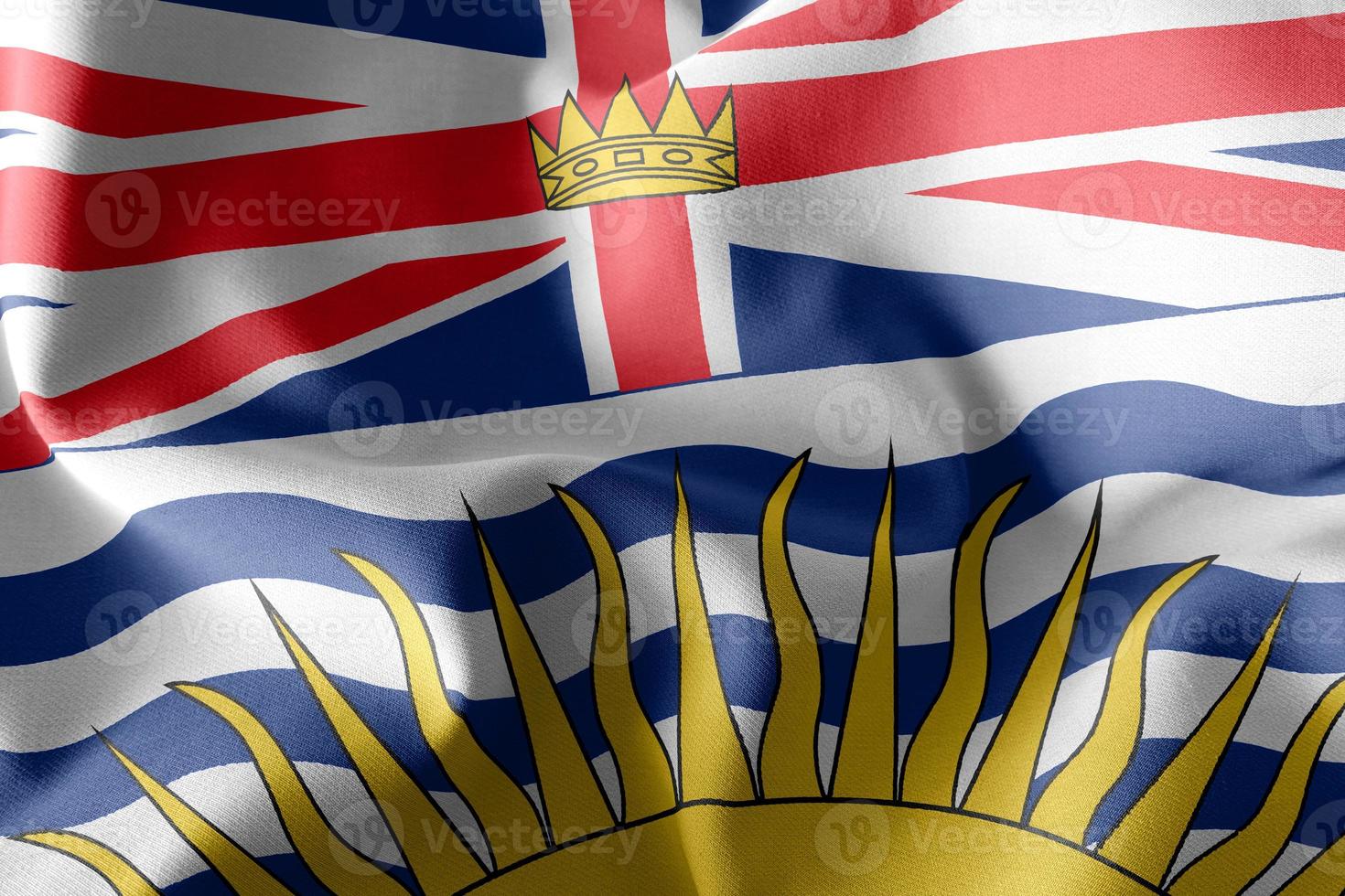 3D illustration flag of British Columbia is a region of Canada. photo