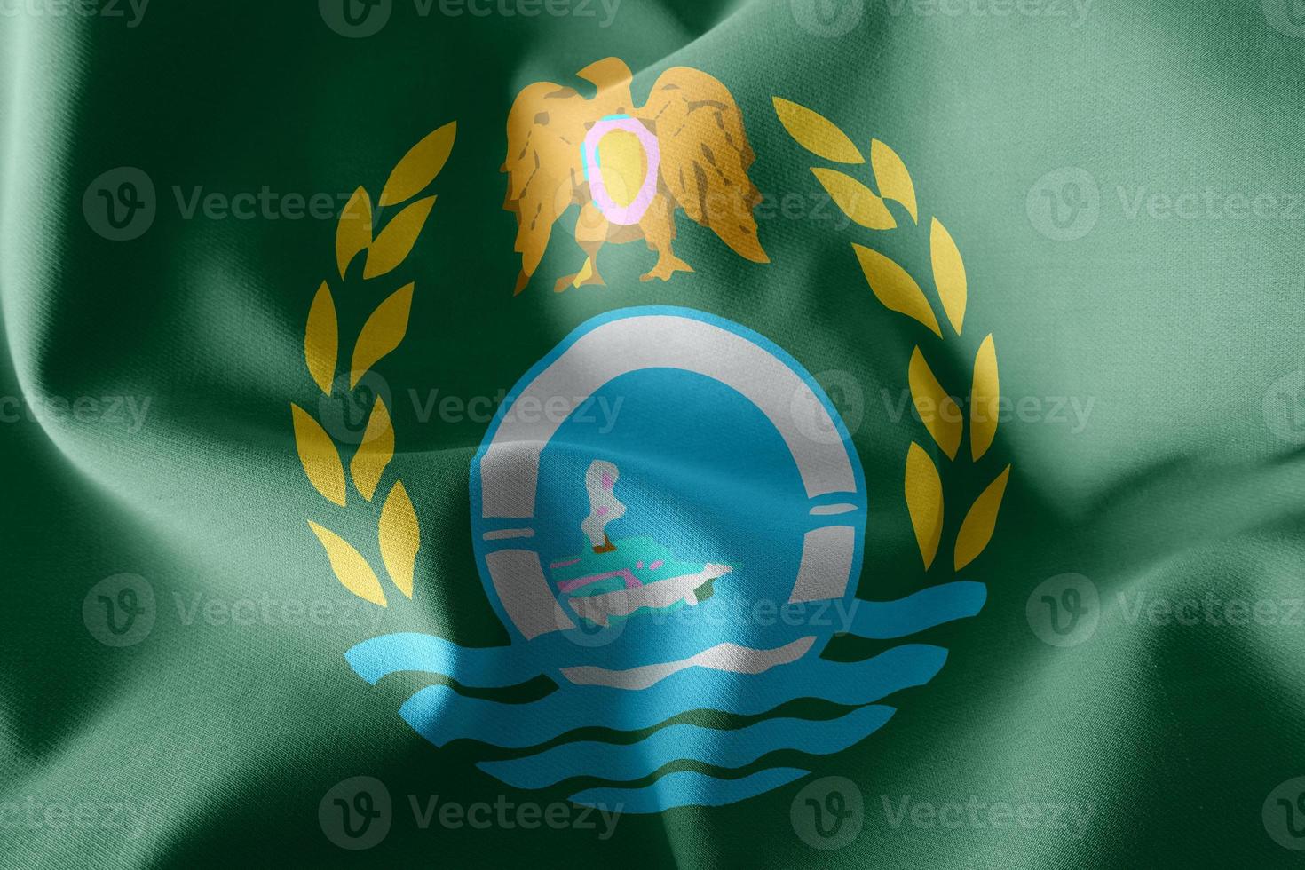 3D illustration flag of Ismailia is a region of Egypt. photo