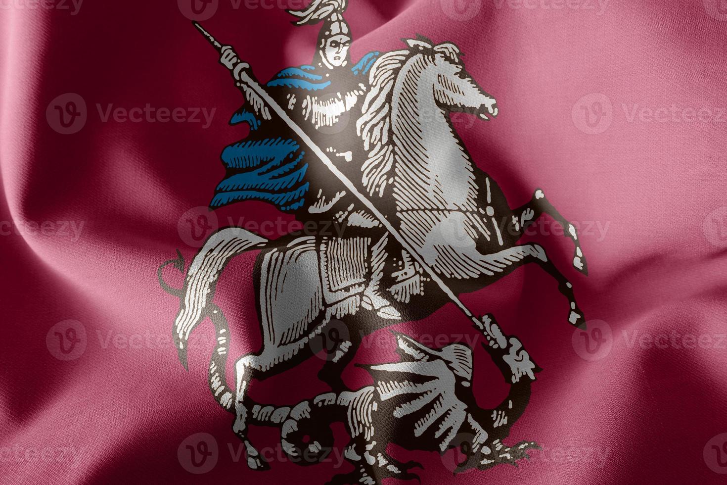 3D illustration flag of Moscow is a region of Russia. photo