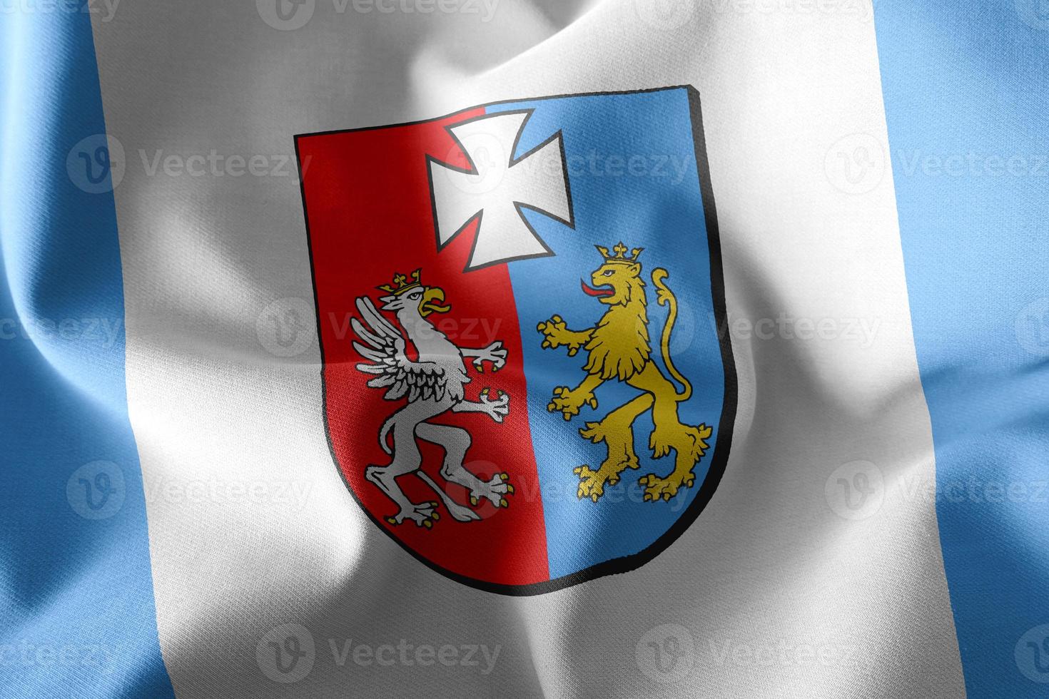 3D illustration flag of Subcarpathia Voivodship is a region of P photo
